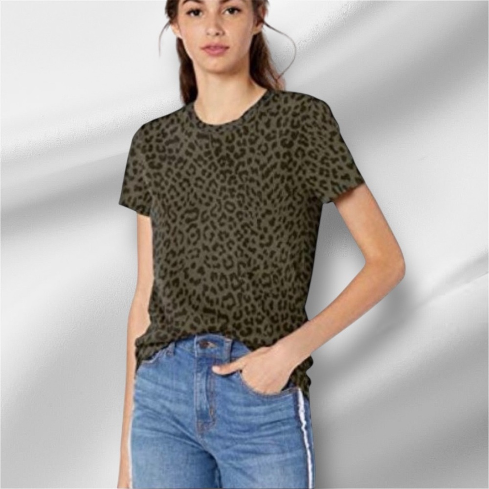Lucky Brand Olive Multi Crew Neck Tee